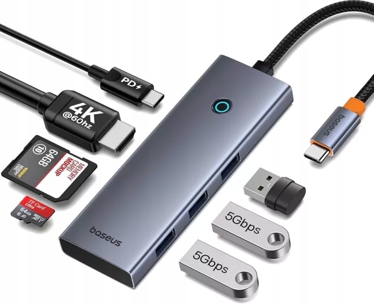 STACJA DOKUJĄCA BASEUS ULTRAJOY 7W1 , USB-C - HDMI, 3XUSB 3.0, PD, SD/TF