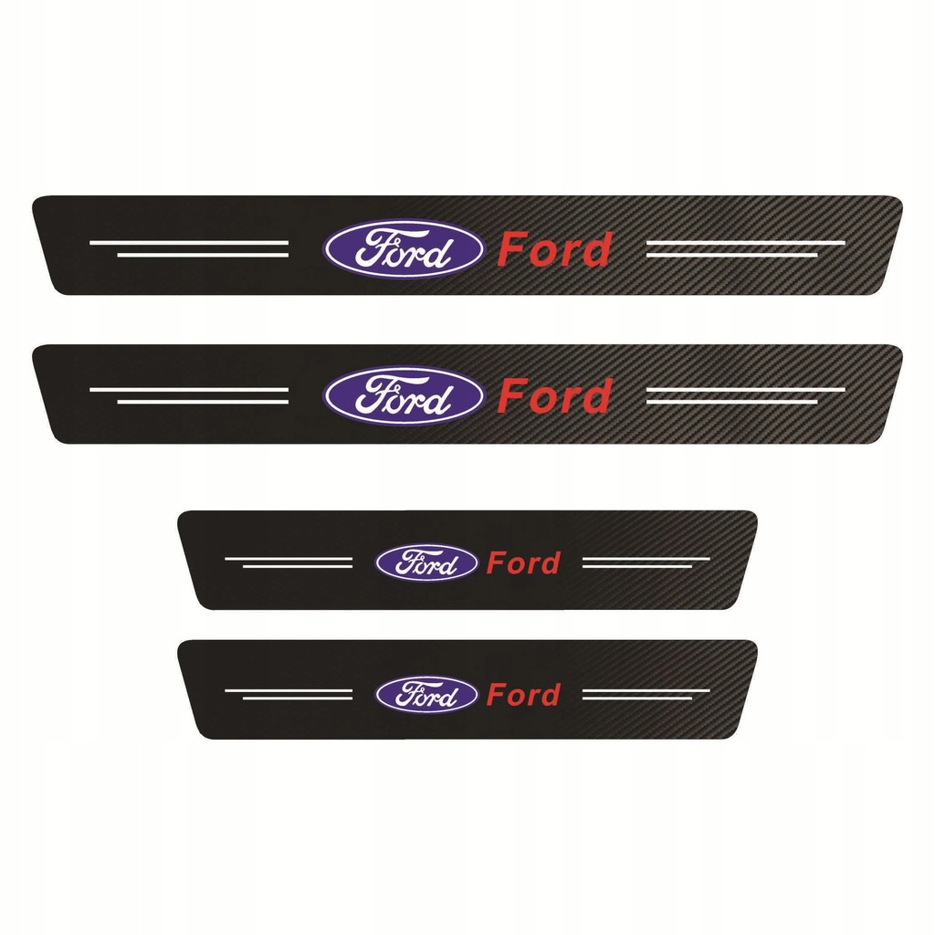 Karbonowe naklejki ochronne na progi z Logo FORD 4 sztuki