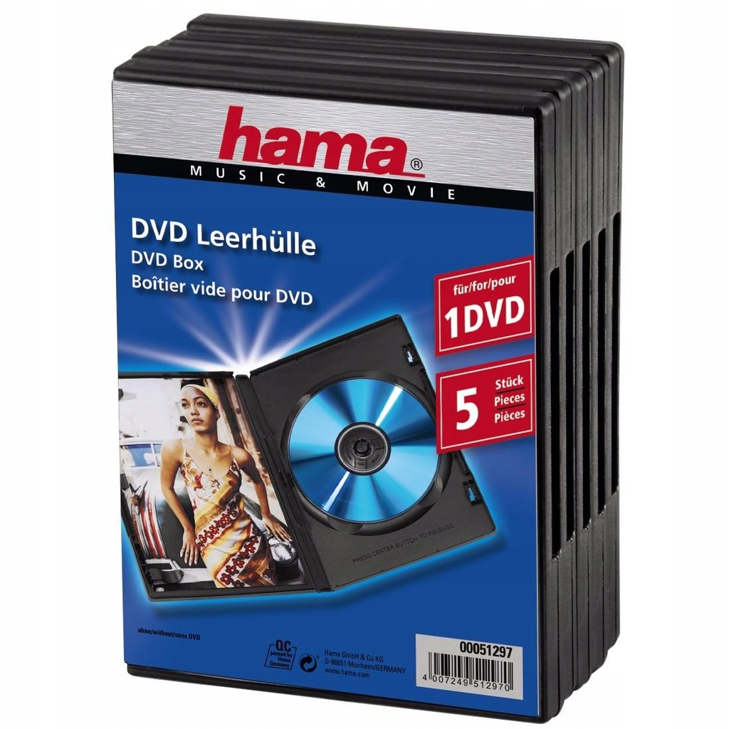 Pudełko pojedyńcze DVD czarne 5- pak /Hama