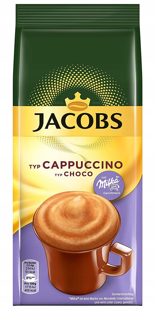 JACOBS MILKA KAWA CAPPUCCINO ROZPUSZCZALNA SMAKOWA 500g NIEMIECKA