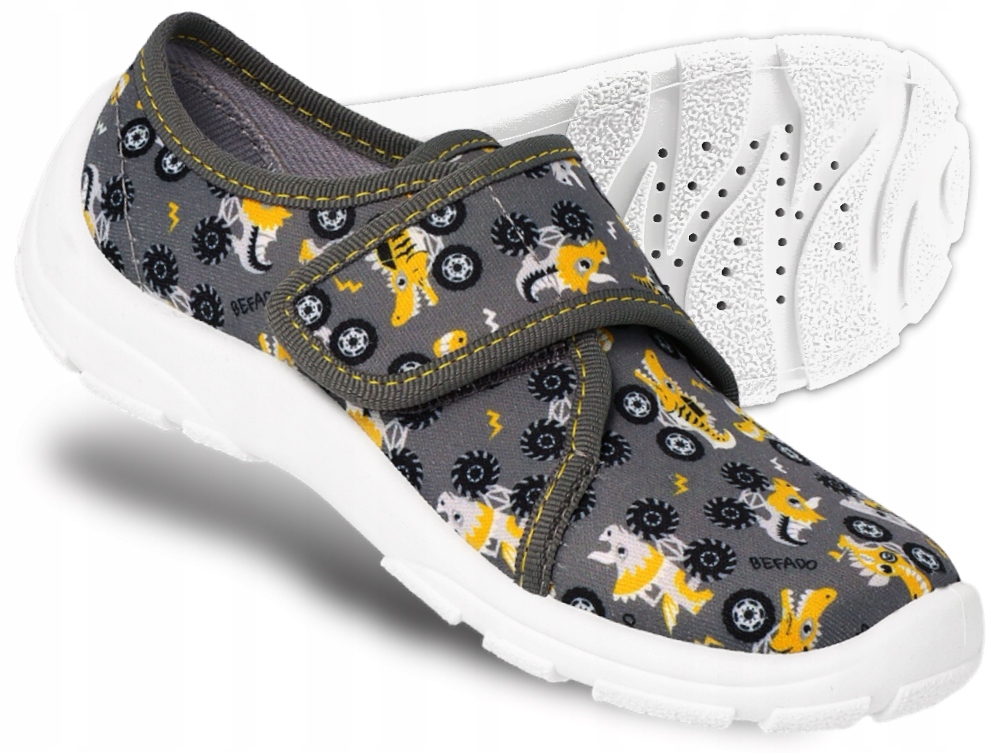 Befado kapcie dziecięce Rzepy szary rozmiar 28