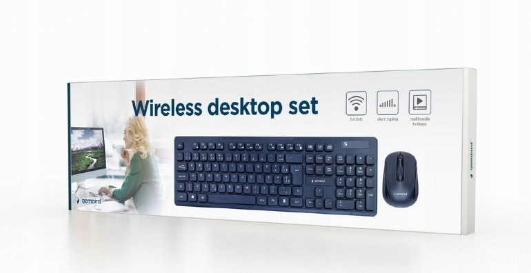 Gembird KBS-WCH-03 Keyboard and Mouse Set, Wireless, Mouse included, US, Wi
