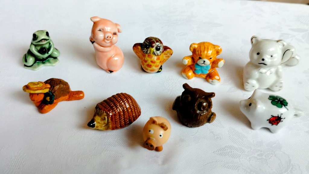 Figurki zwierząt ceramiczne zwierzątka miniaturki