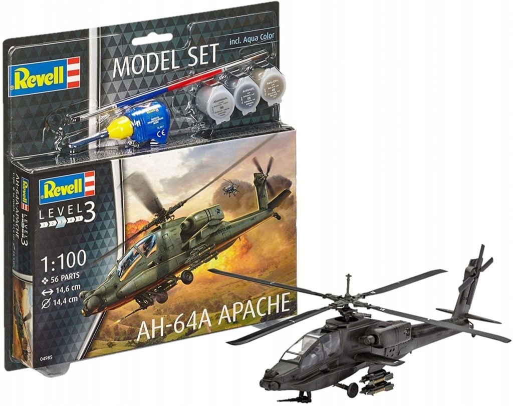 REVELL MODEL SET AH-64A APACHE 04985 SKALA 1:100