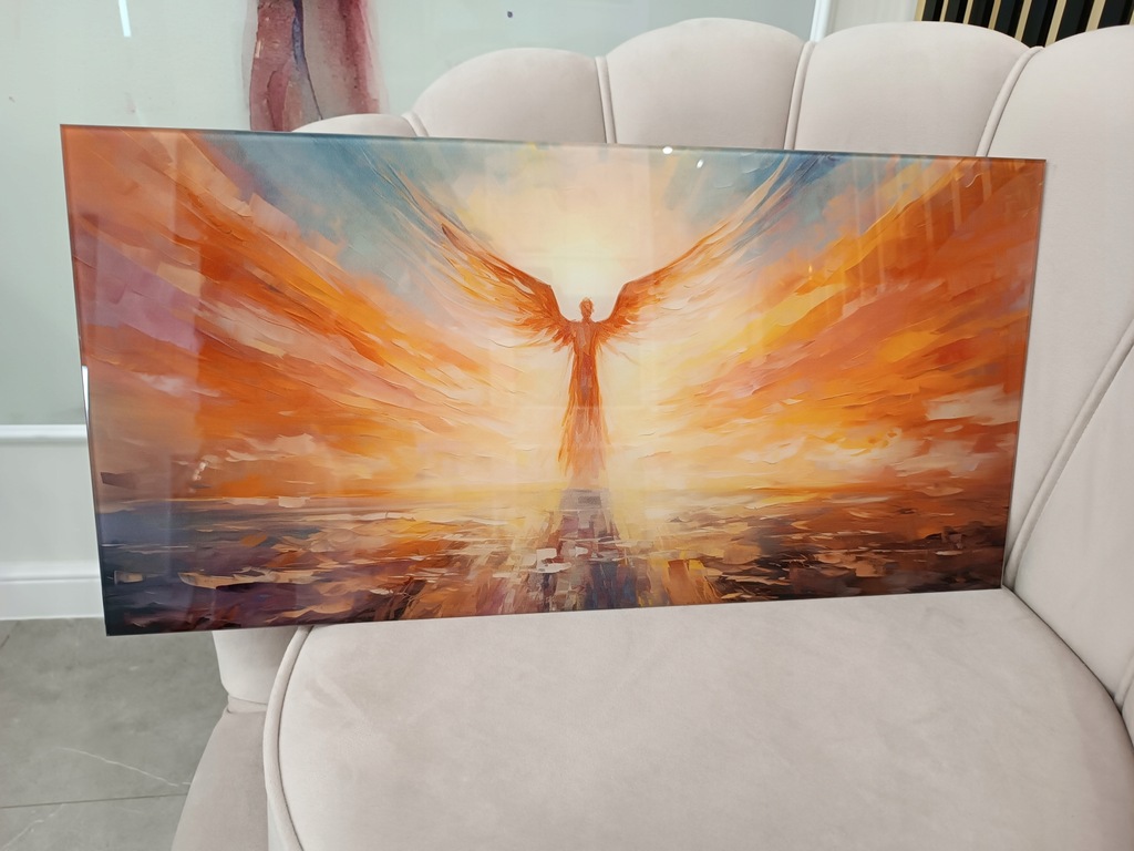 Obraz na szkle 60x29,7 cm. Szkło dekoracyjne Anioł Stróż