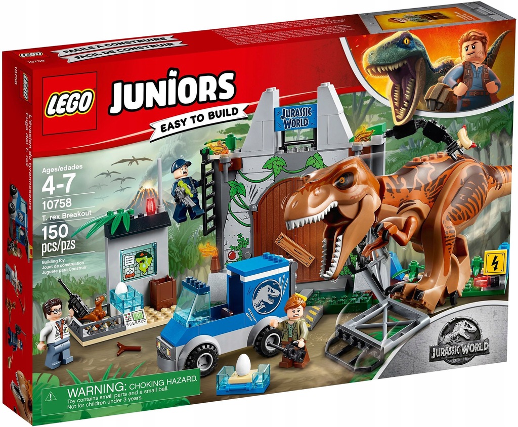 LEGO JUNIORS JURASSIC WORLD 10758 Trex na wolnośc