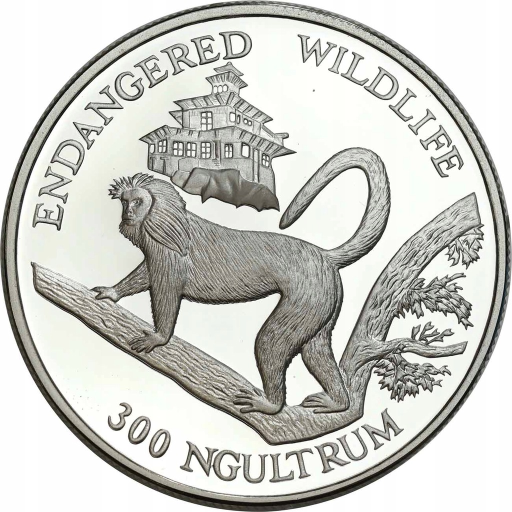 Bhutan 300 ngultrum, 1992 langur złocisty - SREBRO