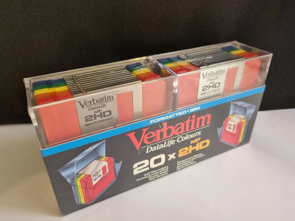 Verbatim, 20 dyskietek 3,5 2HD IBM PC w folii.
