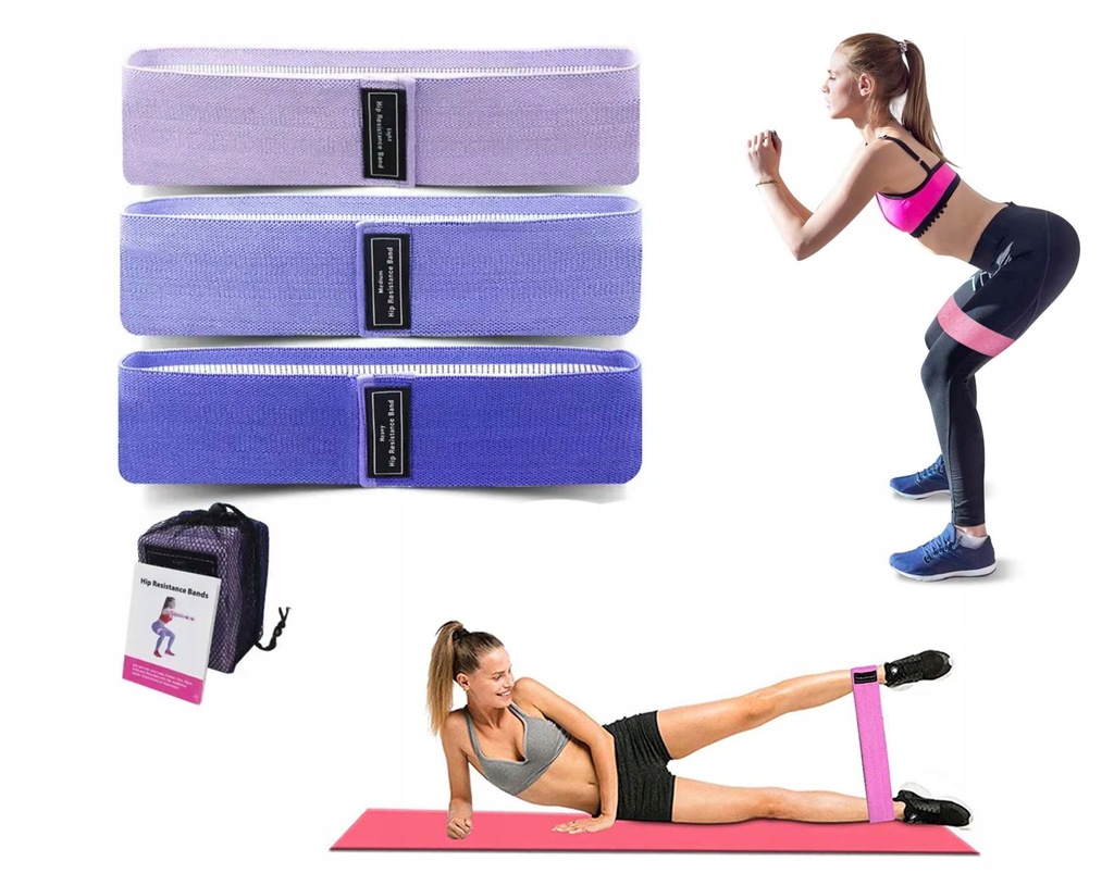 Opaski oporowe taśmy do fitness ćwiczeń 3 szt etui