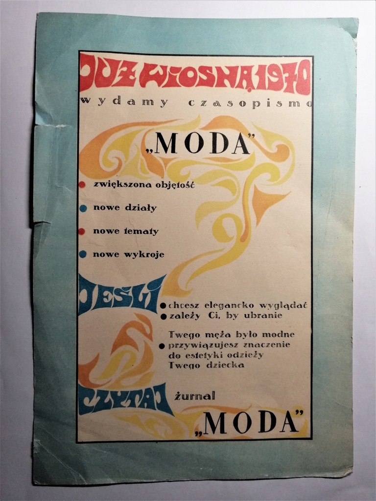 Reklamówka czasopisma Moda/1970