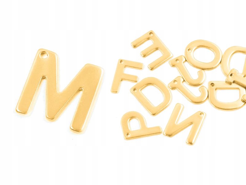 Literka M - alfabet stalowy złoty - 2 sztuki