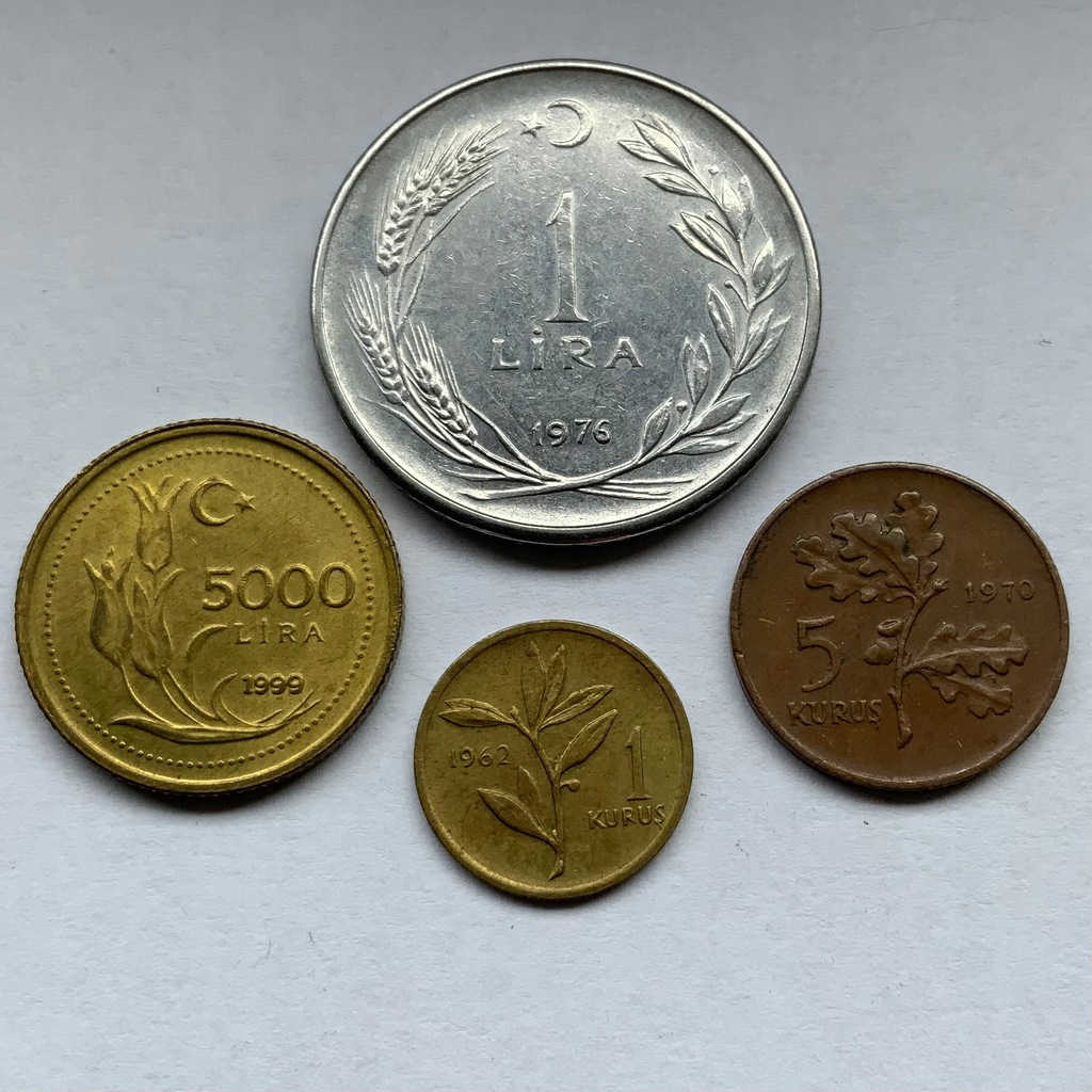 Zestaw 4 szt Turcja 1 Lira, 1 Kurus, 5 Kurus (83)