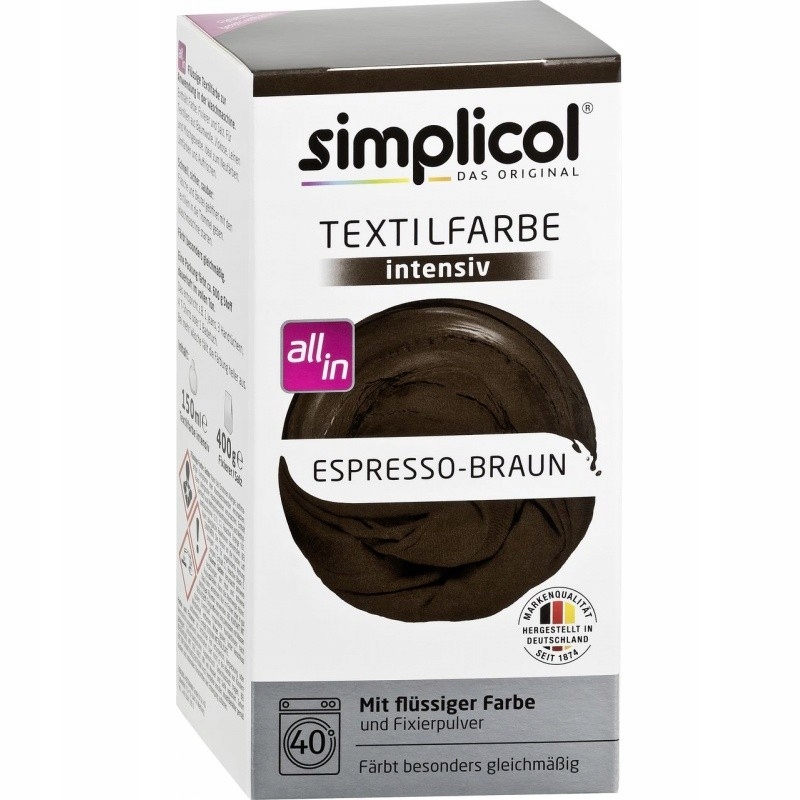 Simplicol, Trwała farba do tkanin, brąz espresso,