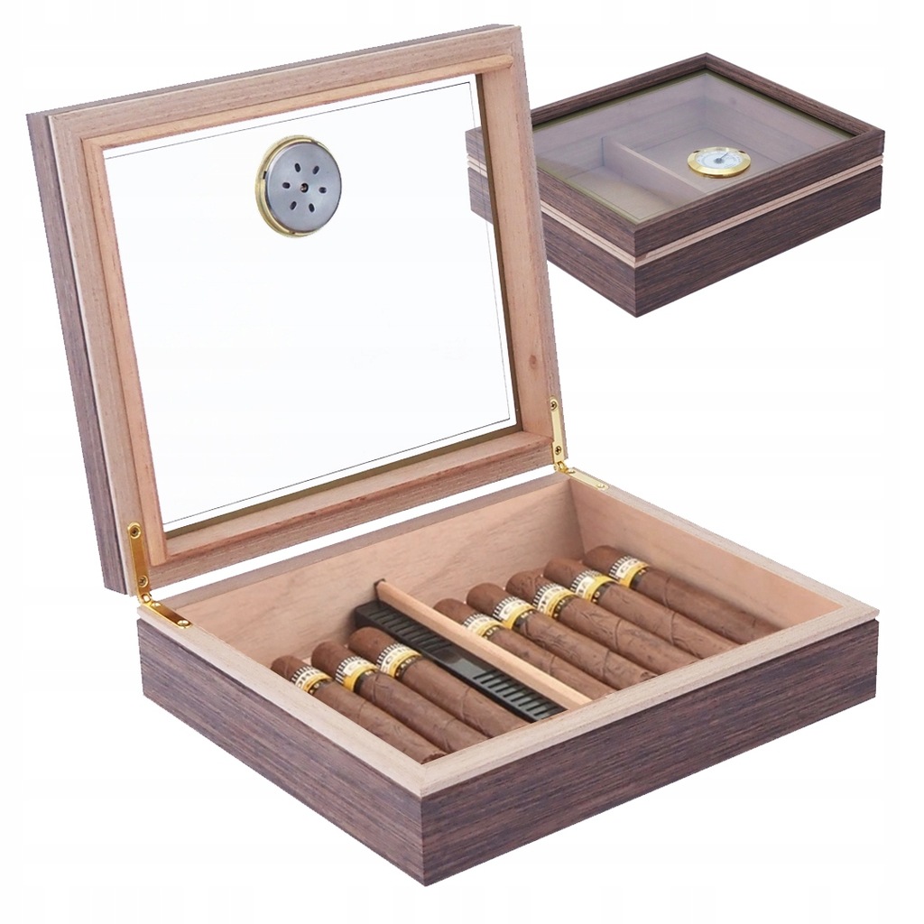 HUMIDOR DREWNIANY Z HIGROMETREM NA CYGARA ETUI 13360726754