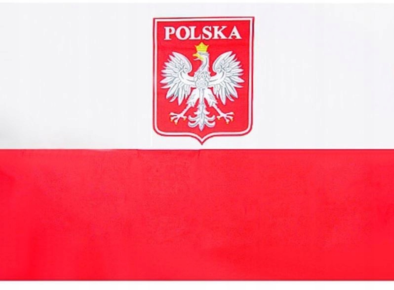 POLSKA FLAGA BANDERA Z GODŁEM 90X60 CM