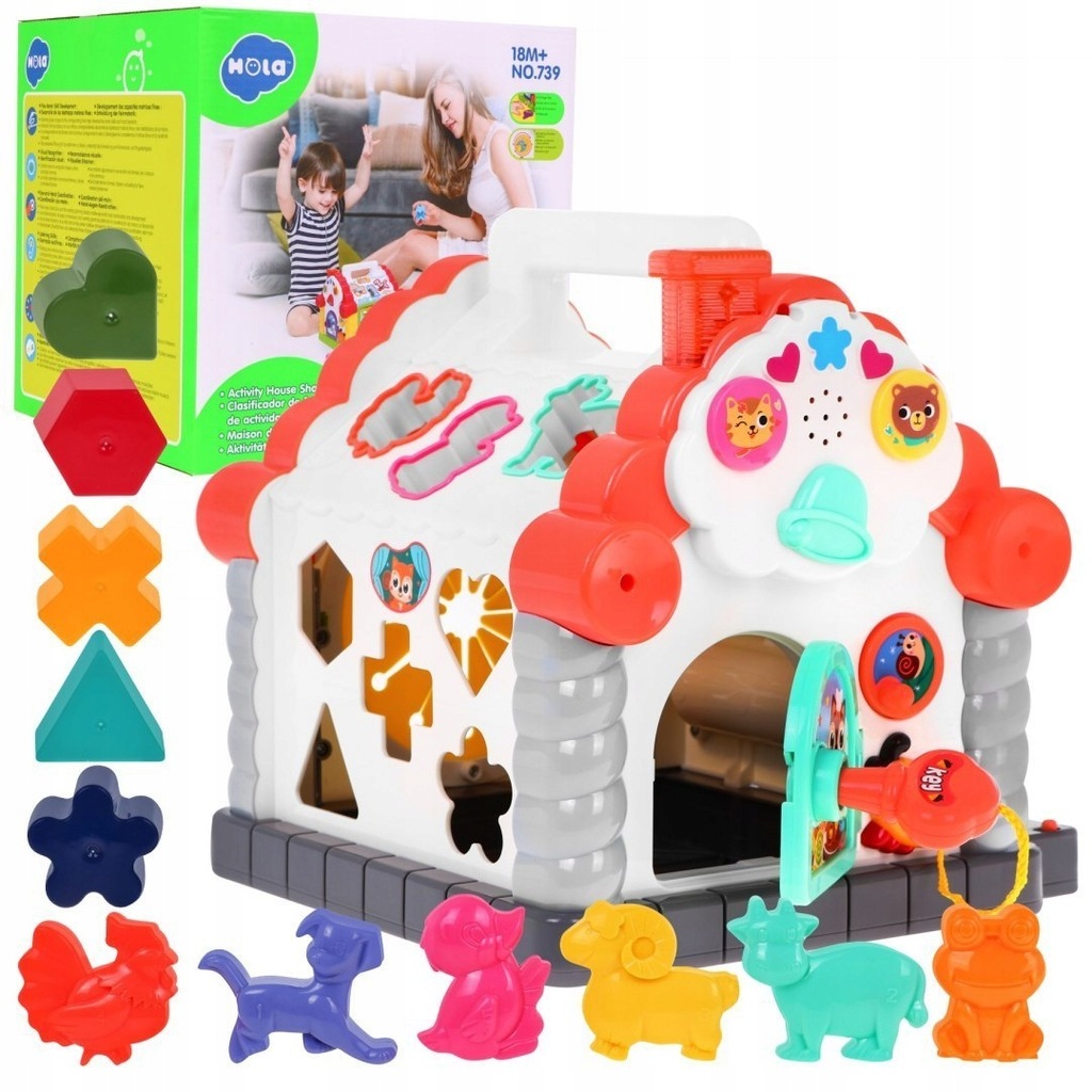 Interaktywny Domek sensoryczny dla dzieci 18m+ Zabawka wczesnorozwojowa + S