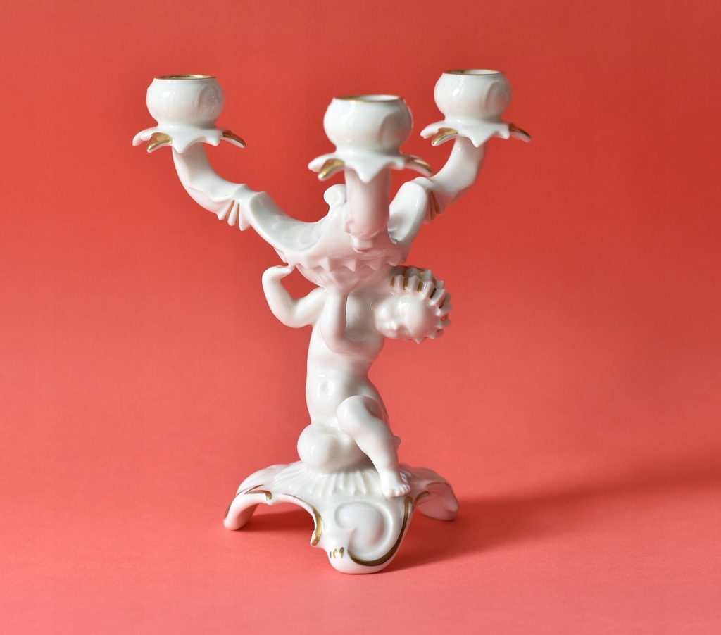 Świecznik art deco Hutschenreuther putto Tutter