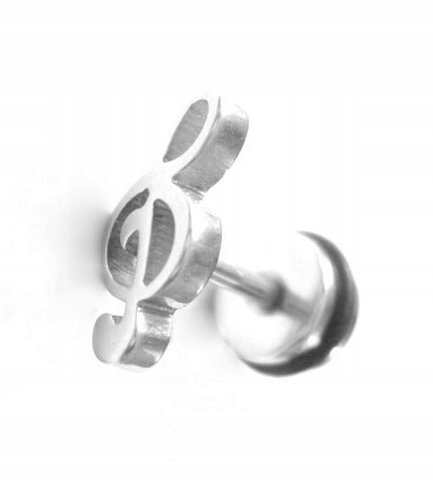 Kolczyk fake plug klucz wiolinowy srebrny 11/5mm