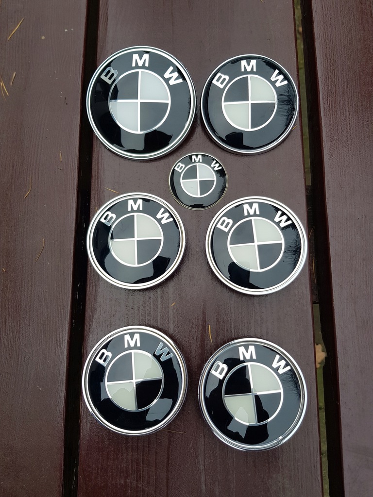 Emblematy BMW komplet 7szt 82mm 74mm 4x68mm 45mm