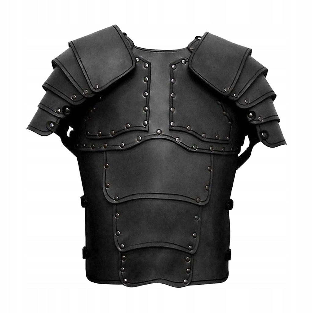 zr-Medieval Vest Armor PU Retro W/ Shoulder Black