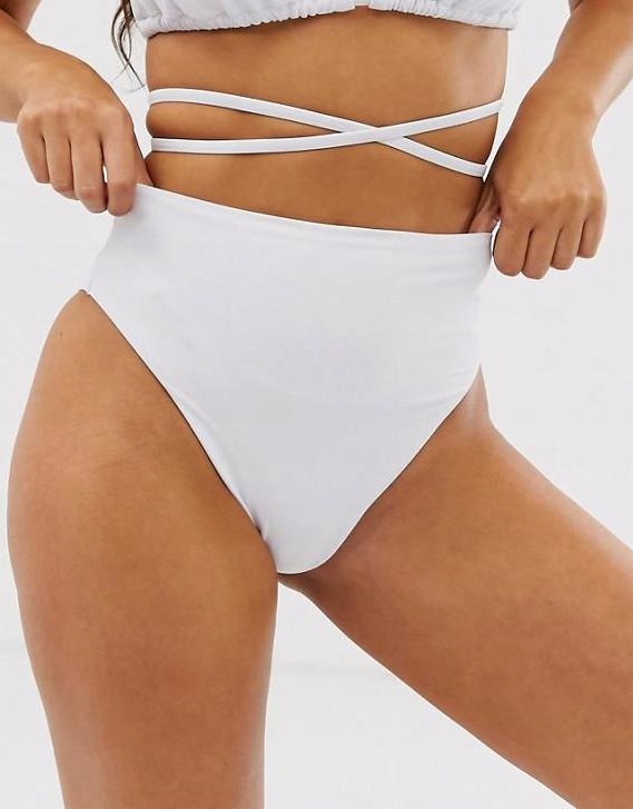 ASOS DESIGN_XDN BIAŁY DÓŁ Z BIKINI WYSOKI STAN__XS