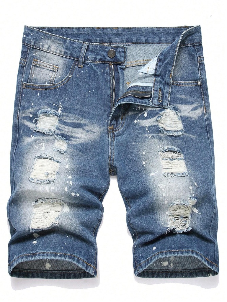 Shein Krótkie spodenki męskie z przetaciami 38