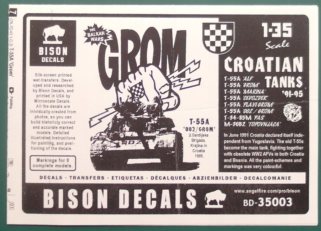 Croatian tanks 1991-1995 Bison Decals 35003