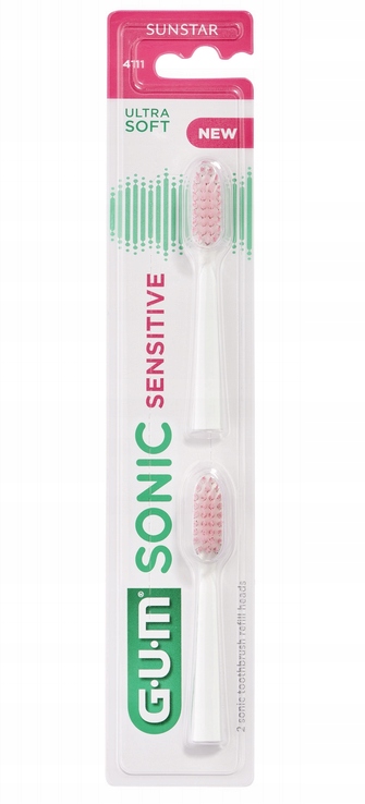 GUM SONIC Sensitive końcówki do szczote 2szt BIAŁE