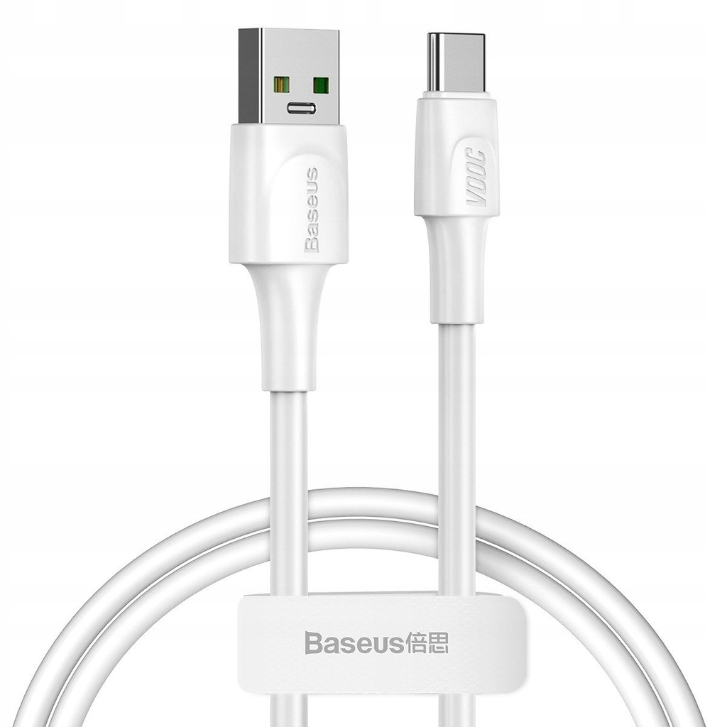 Kabel USB-C Baseus White Series, VOOC, QC, 5A, 1m