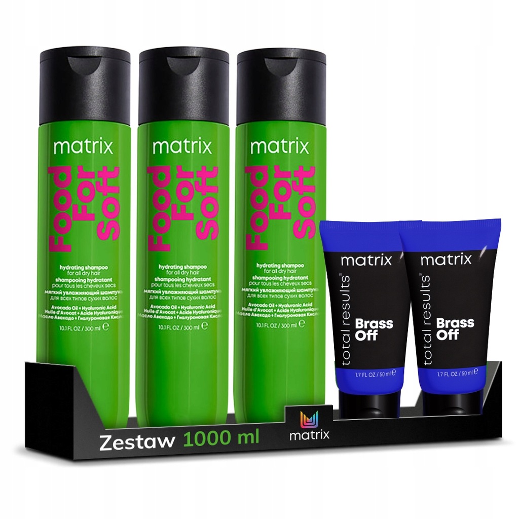 Matrix Zestaw Food For Soft 1000 ML szampon do włosów 300ml x3 + GRATIS