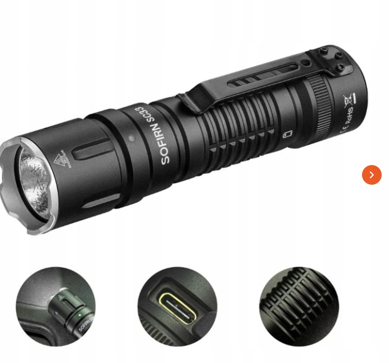 Latarka Sofirn SC33 LED XHP70.3 HI- 5200lm, gratis akumulator 21700, USB-C
