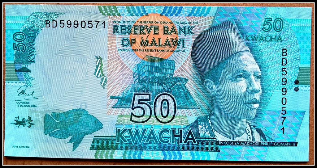 Banknot Malawi 50 Kwacha 2017r. UNC