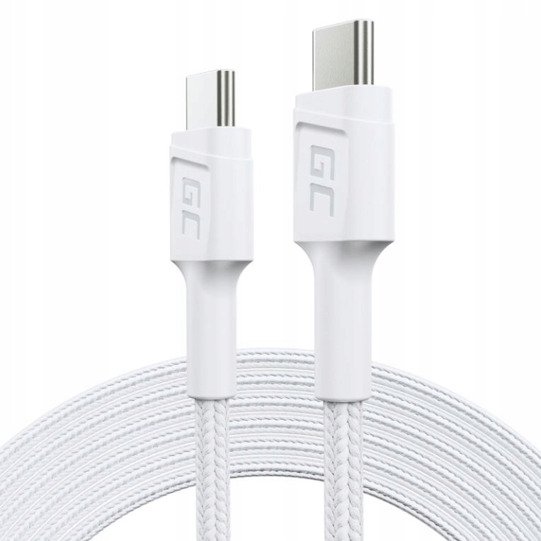 GREEN CELL Kabel PowerStream USB-C do USB-C 2m, PD 60W, QC 3.0, biały