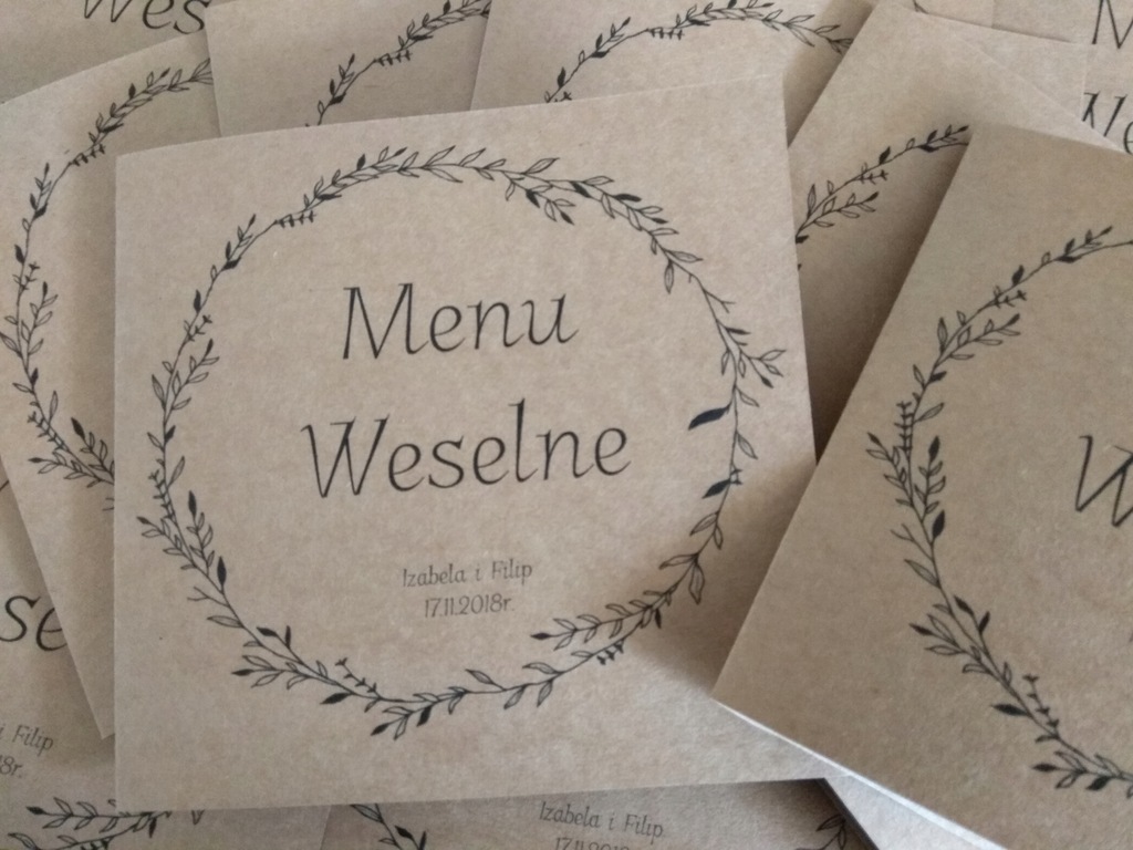 Menu weselne stojace klasyczne EKO rustykal elegan