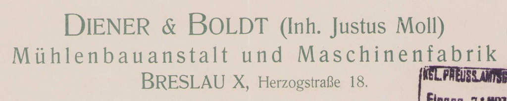 Купить Печать компании DIENER & BOLDT - Бреслау, 1913 г.: отзывы, фото, характеристики в интерне-магазине Aredi.ru