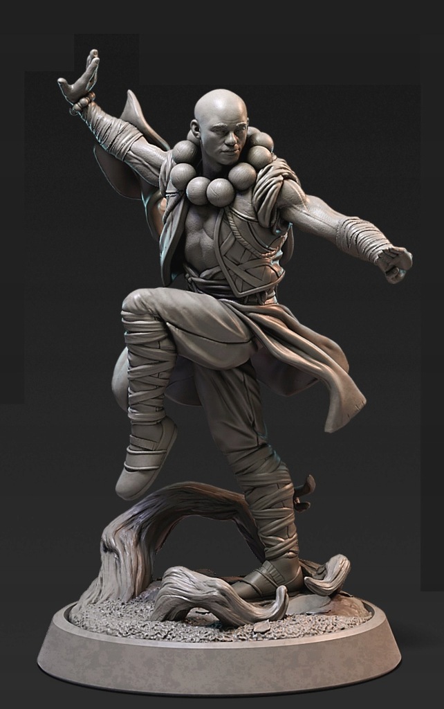 Żywica figurka fantasy Mnich Shaolin 75mm
