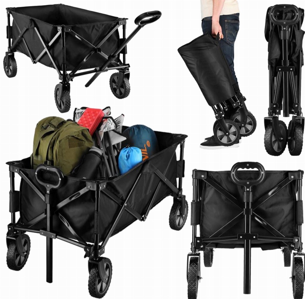 WÓZEK TRANSPORTOWY OGRODOWY PLAŻOWY TURYSTYCZNY SKŁADANY PRZYCZEPKA