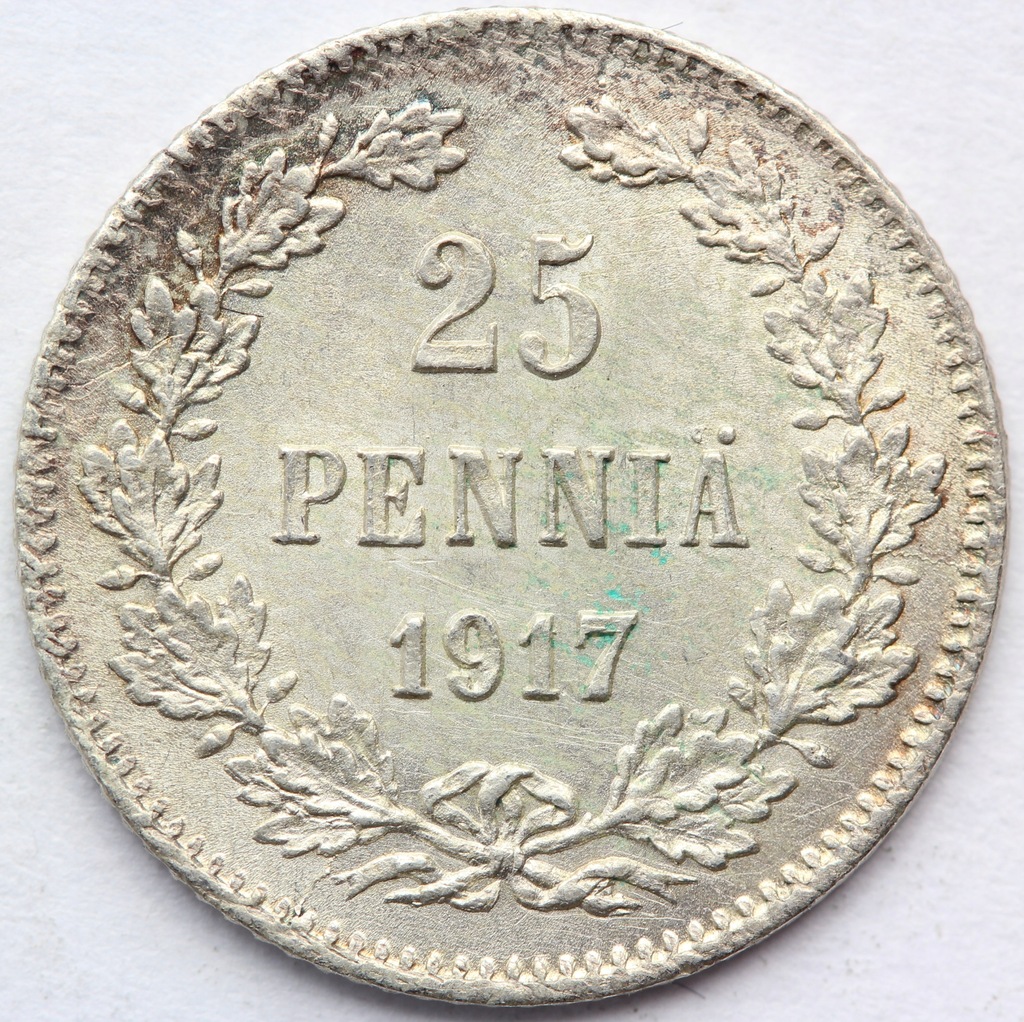 25 PENNIA FINLANDIA 1917 ROSJA CAR MIKOŁAJ II STAN! - 15113043585 ...