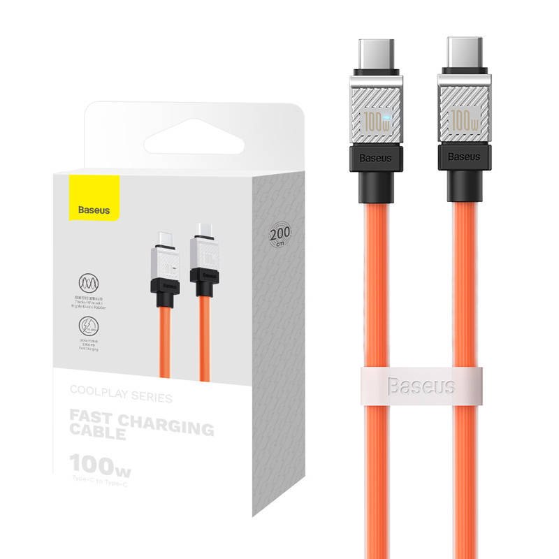 Kabel Baseus CoolPlay USB-C/USB-C 100W 2m (pomarańczowy)