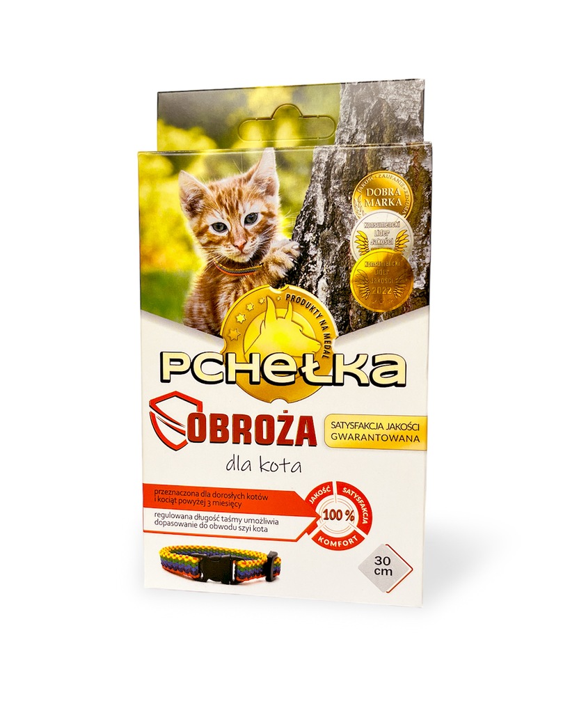 Pchełka Obroża dla kota tęczowa 30cm