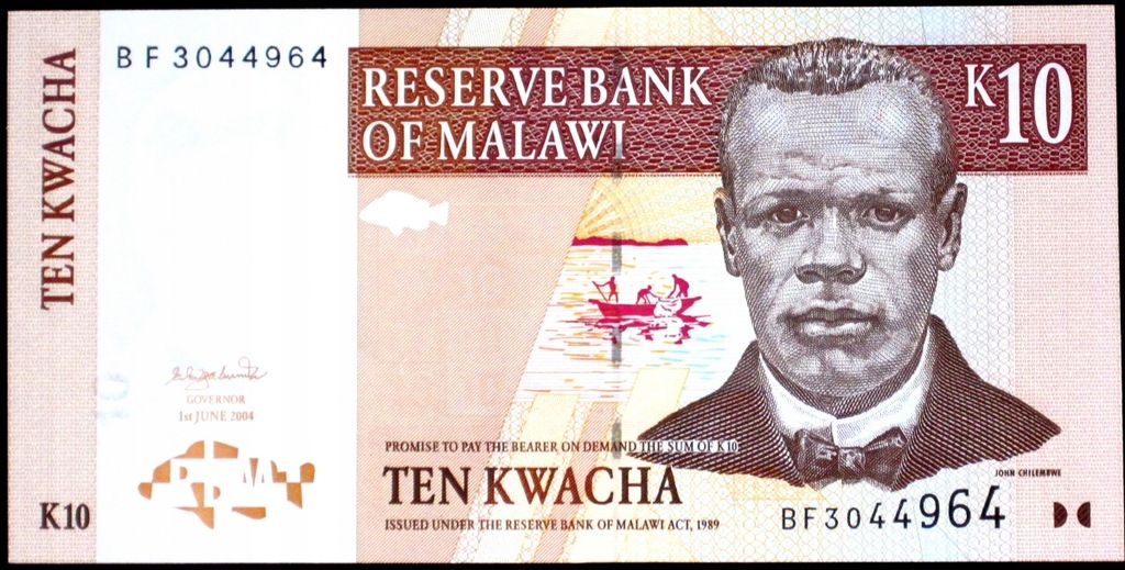 MALAWI 10 Kwacha 2004 rok stan bankowy UNC