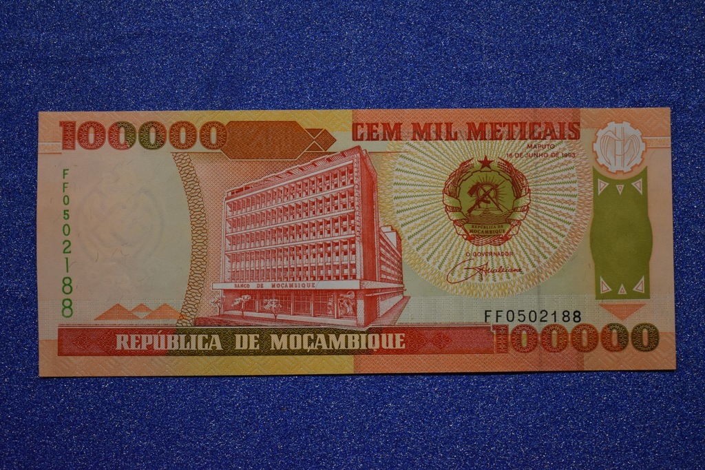 100000 METICAIS, MOZAMBIK, 1993r, UNC