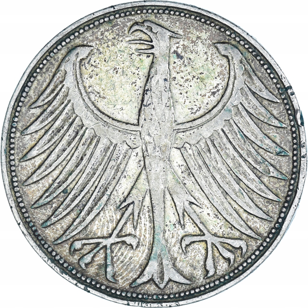 Moneta, Niemcy - RFN, 5 Mark, 1951, Karlsruhe, VF(