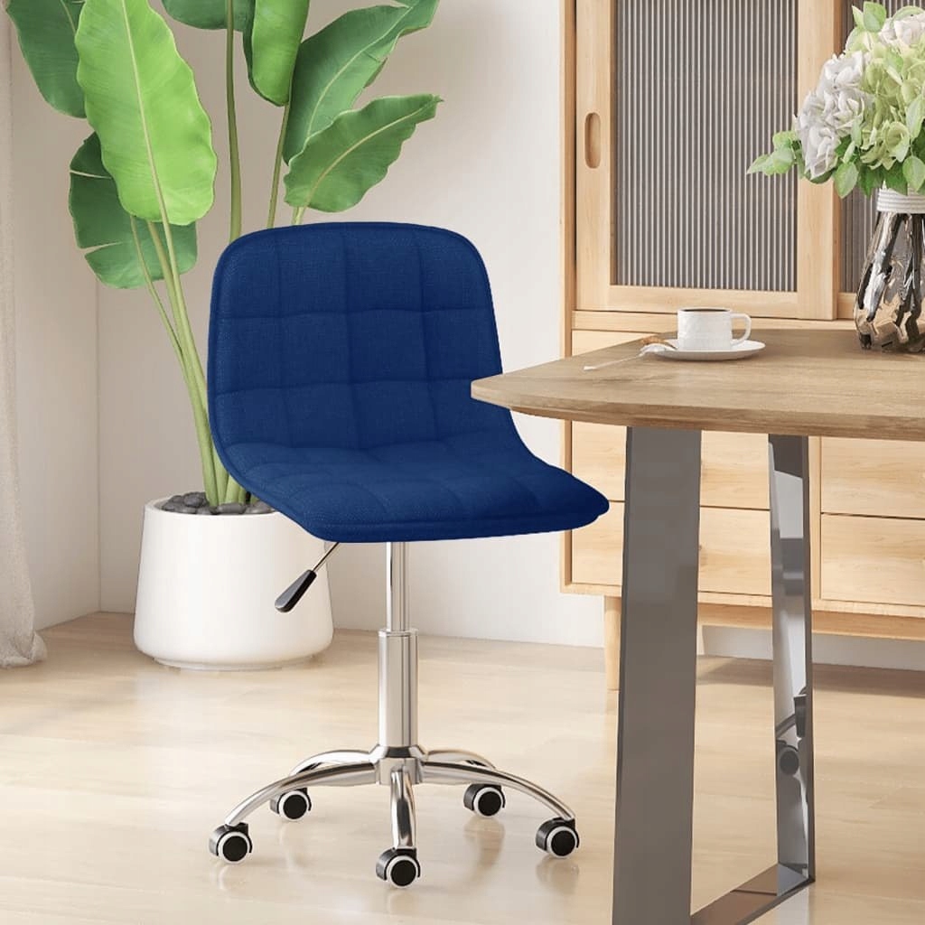 Obrotowe krzesło stołowe, niebieskie, obite tkanin