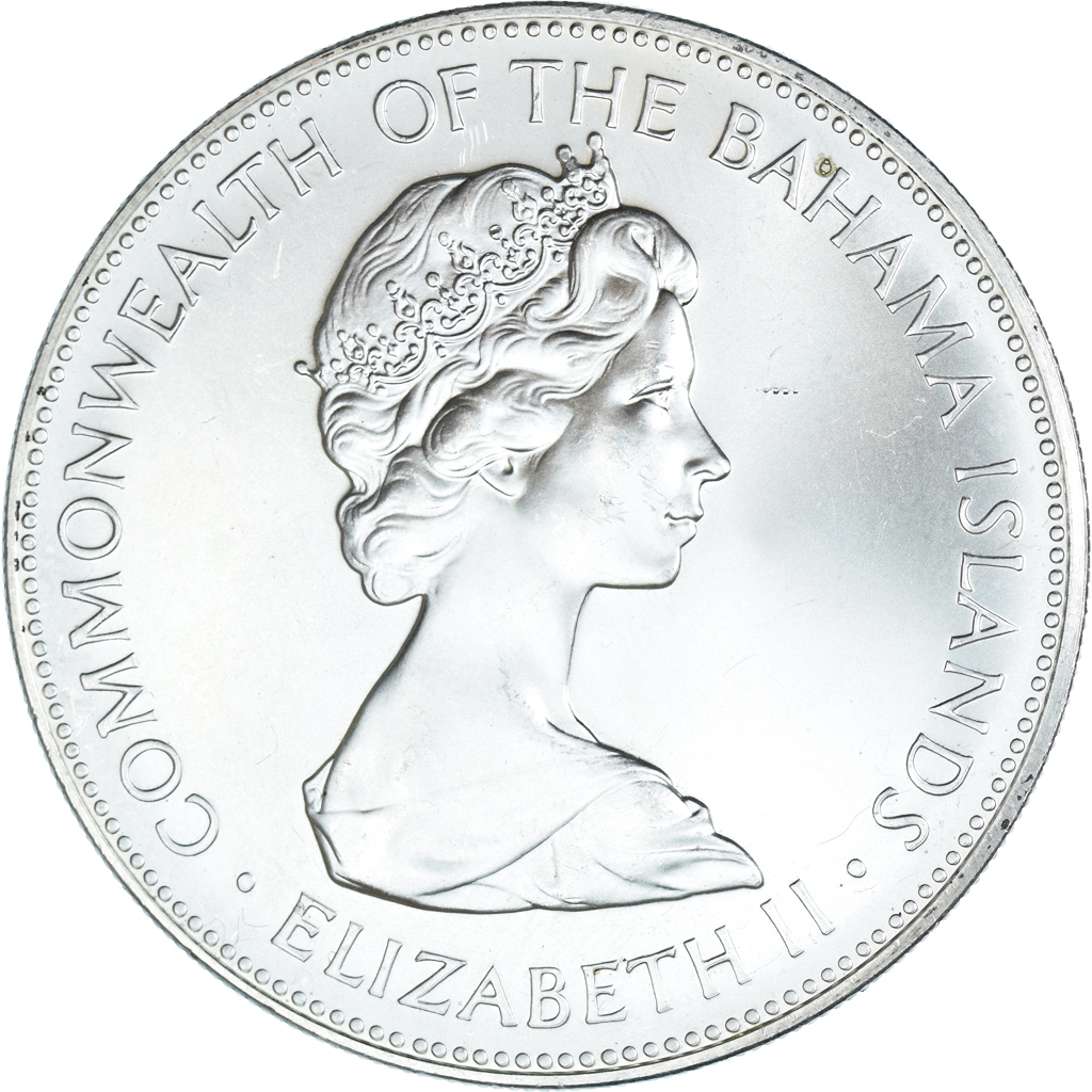 Moneta, Bahamy, Elizabeth II, 5 Dollars, 1973, Fra