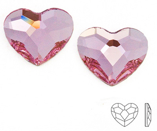 2808 Swarovski Heart Flat 10mm Rosaline F