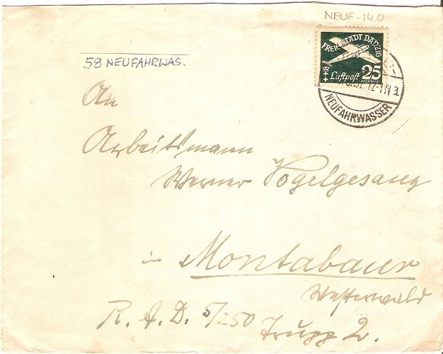 Danzig M58 - stempel NEUFAHRWASSER a