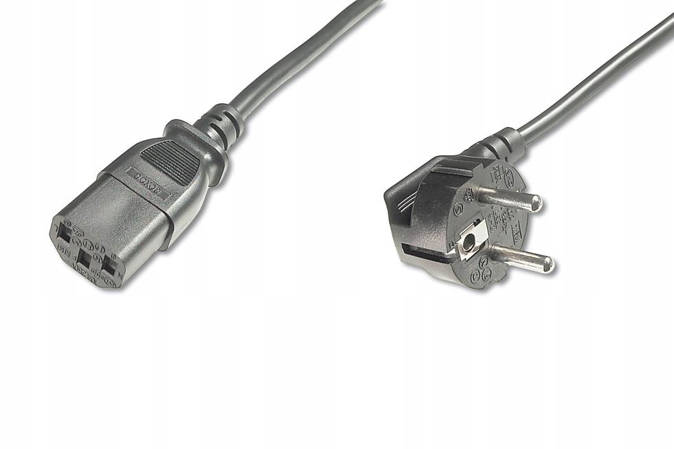 Kabel zasilający DIGITUS AK-440109-008-S Schuko kątowy/IEC C13 M/Ż 0,75m