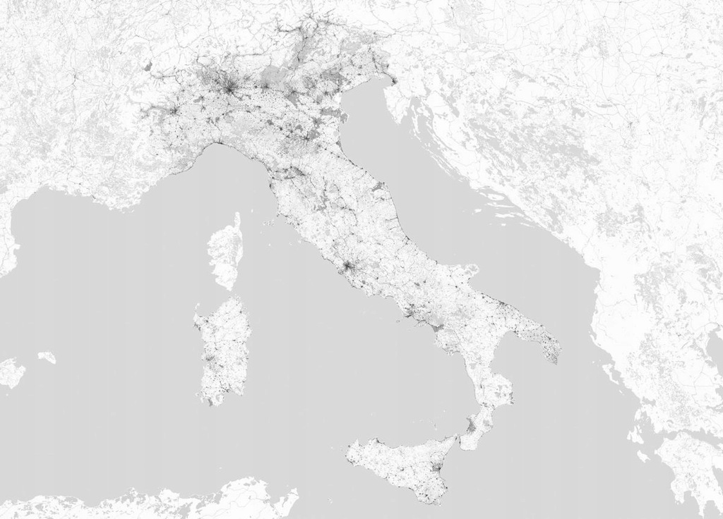 Włochy - mapa czarno-biała - fototapeta 320x230