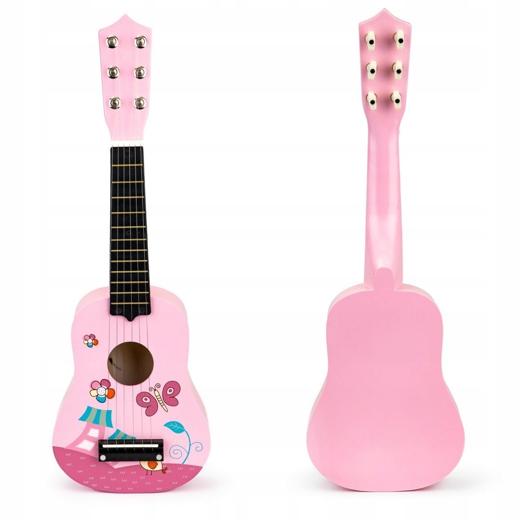 Gitara dla dzieci drewniana metalowe struny kostka
